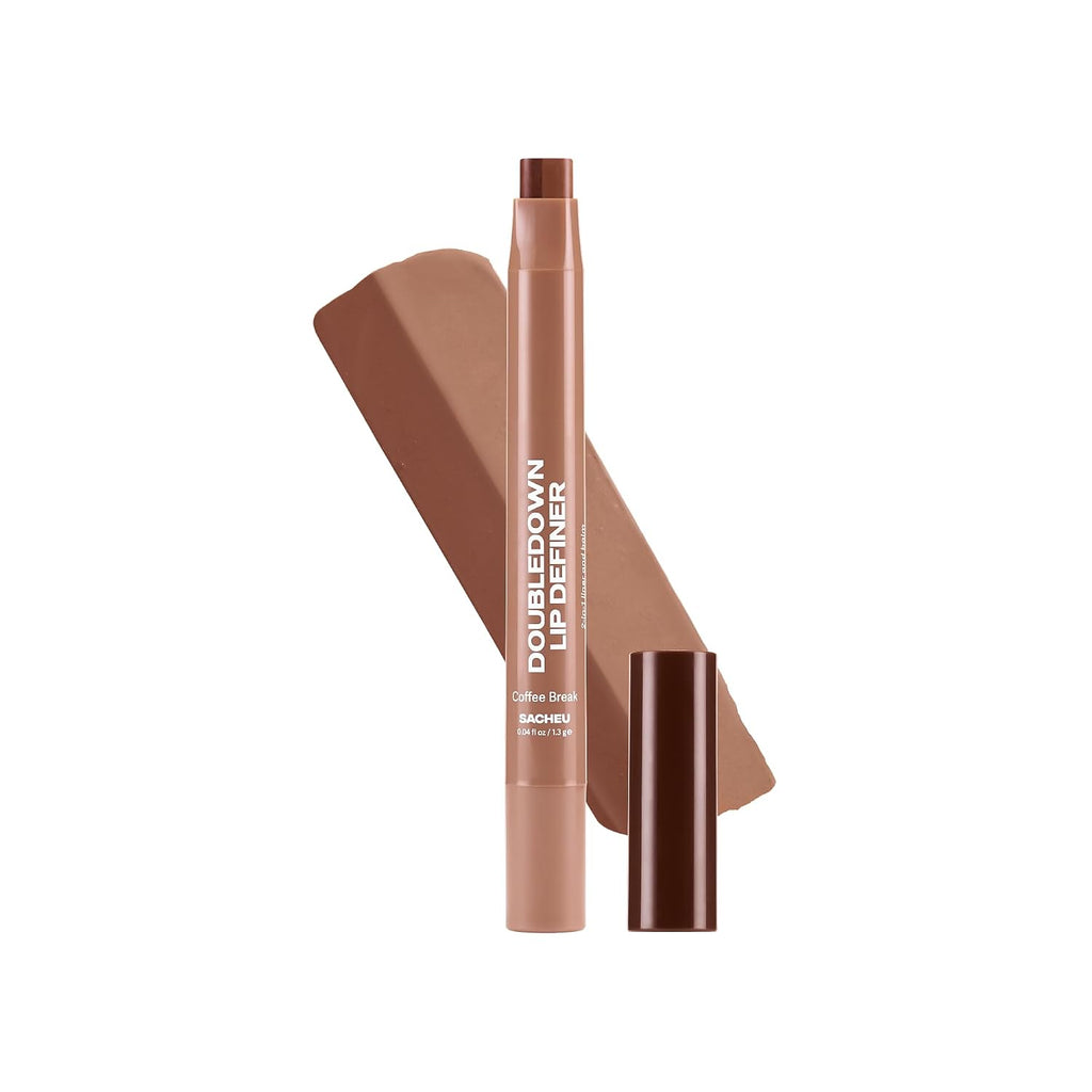 Sacheu DoubleDown Lip Definer, 2-in-1 Liner & Balm, Buildable, Coffee Break