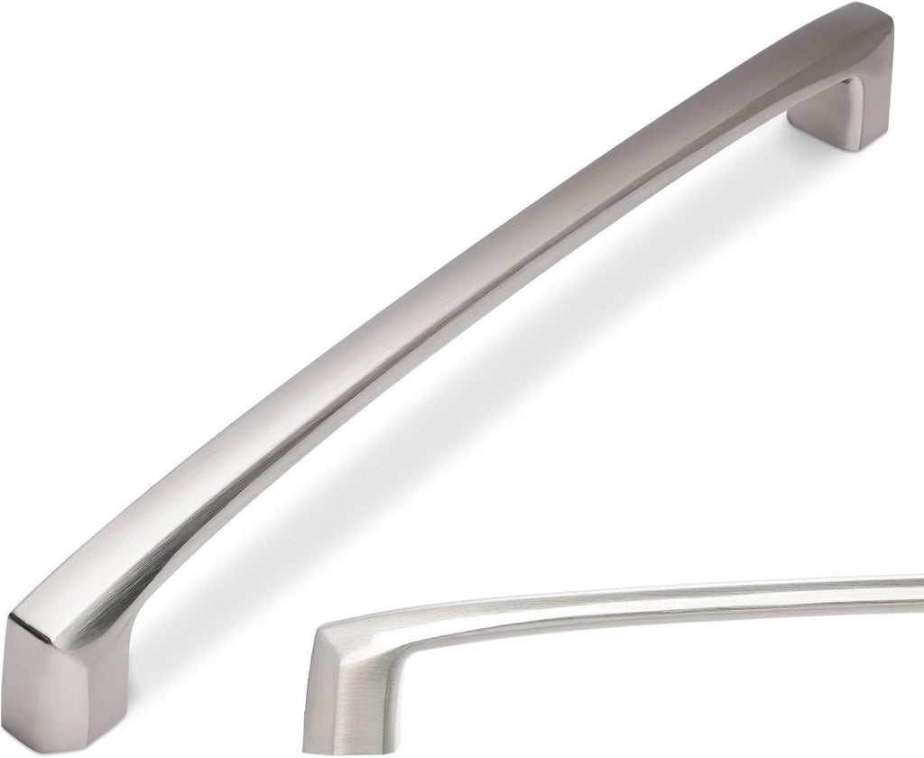BUKOBYHE 10 Pack 7-1/2 Inch Kitchen Cabinet Handles Brushed Satin Nickel Cabinet Pulls Silvery Drawer Pulls Zinc Alloy K