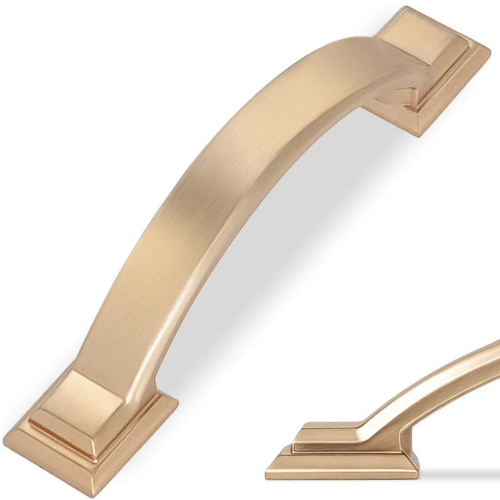 BUKOBYHE 10 Pack 3 Inch(76mm) Kitchen Cabinet Handles Champagne Bronze Cabinet Pulls Zinc Alloy Drawer Pulls Kitchen Har