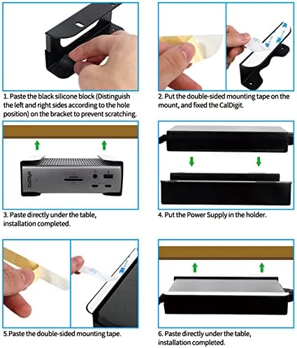 Under Desk Holder for Thunderbolt 4 Dock/Thunderbolt 3 Dock and Power Cable, Under Desk Iron Storage Rack for TS4 / TS3 Plus, No Drill, Easy Install with All Hardware Included