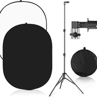 Hahawalker Portable Chromakey Black/White Backdrop with Stand,59 * 39 inch Pop Up Collapsible Backdrop,Foldable Black&White Screen 2 in 1 Backscreen for Photo and Video Shooting,Gaming (Black & White)