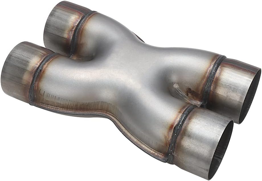 A-KARCK Exhaust X Pipe Dual 3" Inlet, 12" Long Dual 3" Outlet Stainless Steel X Pipe for Smoother Exhaust (Wide-body)