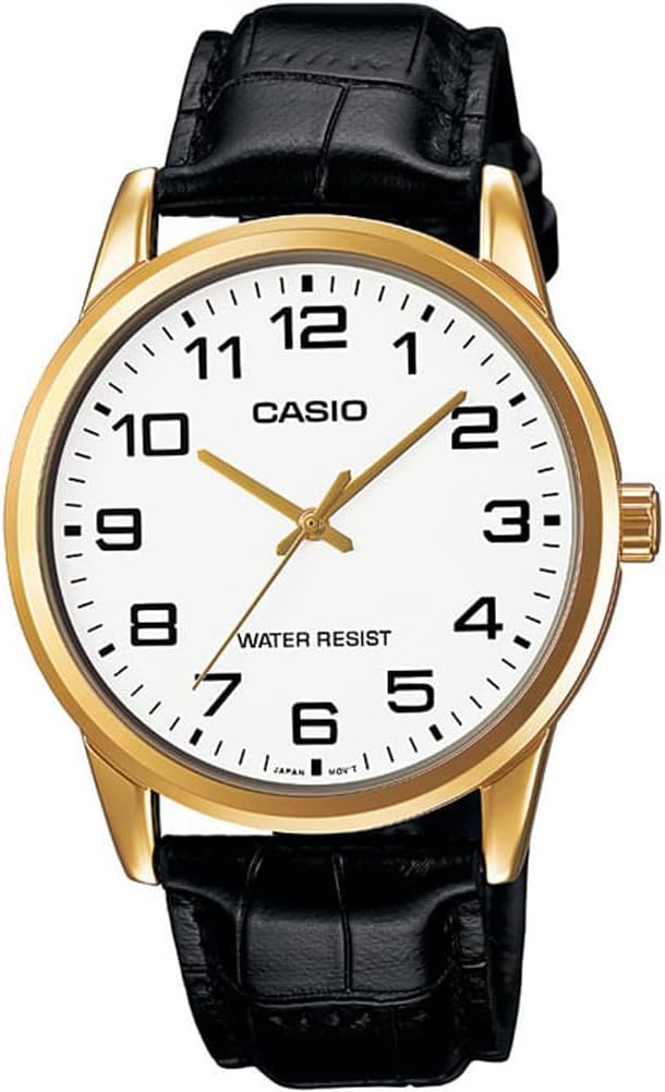 Casio Men's MTPV001GL-7B Black Leather Quartz Watch