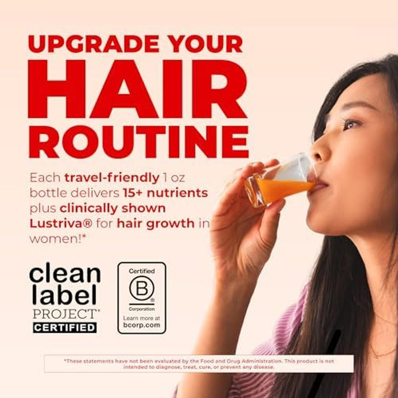 MARYRUTH'S Multivitamínico Líquido + Paquete de Viaje para el Crecimiento del Cabello | 8 ct | Biotina 10000mcg | Suplemento para el Crecimiento del Cabello Lustriva | Clínicamente Probado en Mujeres