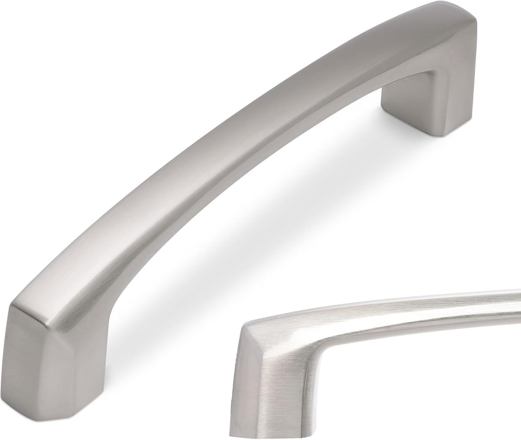BUKOBYHE 10 Pack 3-3/4 Inch Kitchen Cabinet Handles Brushed Satin Nickel Cabinet Pulls Silver Drawer Pulls Zinc Alloy Ki