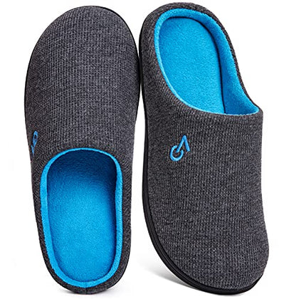 VeraCosy Men's Two-Tone Memory Foam House Slippers Indoor Outdoor Durable Rubber Sole