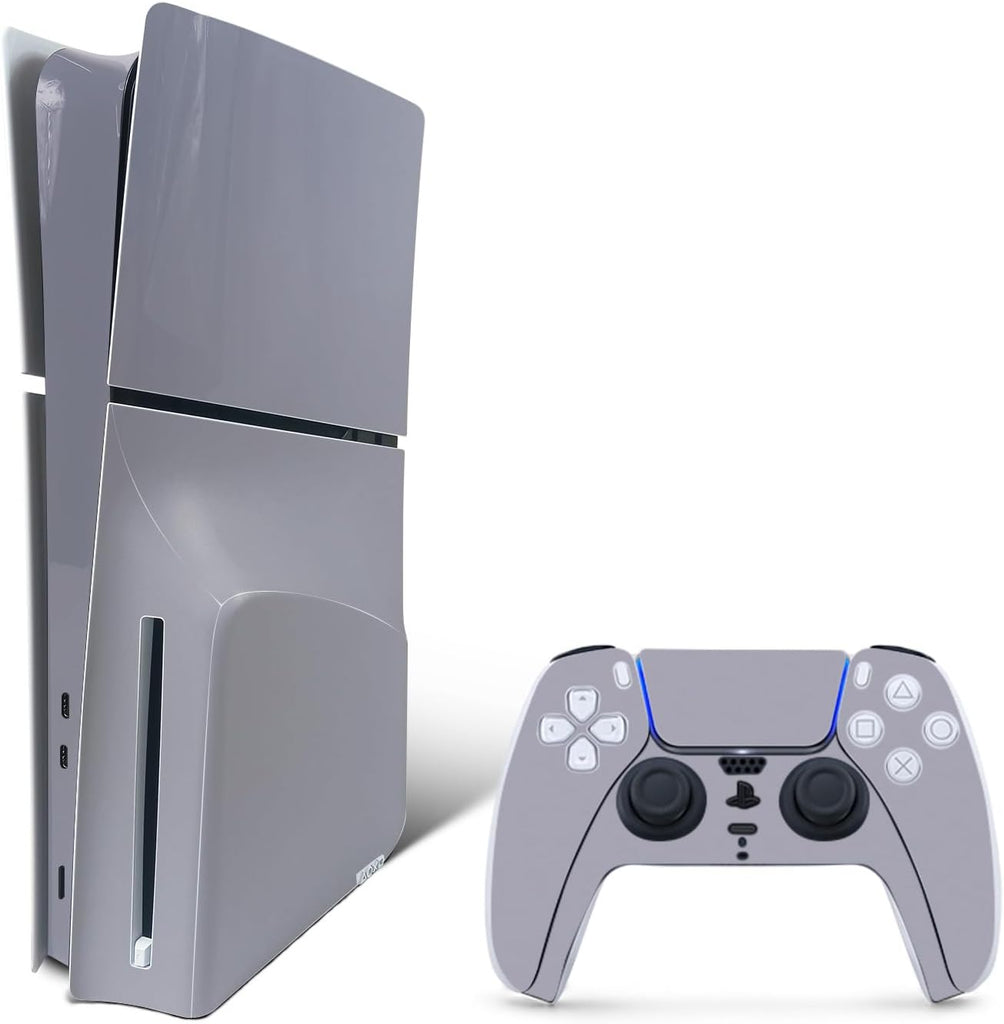 MightySkins Skin Compatible with PlayStation 5 Slim Disk Edition Bundle - Solid Gray | Protective, Durable, and Unique V