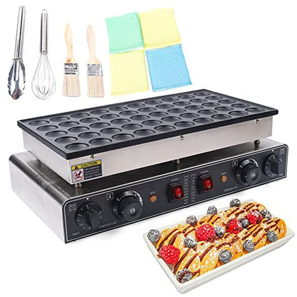 Commercial Dutch Pancake Maker, 110V 1.7KW Mini Pancake Maker, 50 Holes Electric Mini Dutch Baker, Non-Stick Coating, Adjustable Temperature (122-572°F), for Baking Crepes, Dutch Pancakes