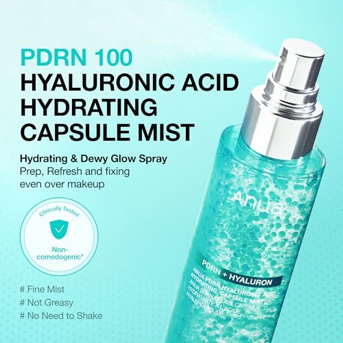 Anua PDRN Collagen Glow Facial Serum Spray, Hydrating Face Mist, Hyaluronic Acid, dewy glass finish, All Skin Types, Instant Plumping Hydration, Firming Care, Korean Skincare, 3.38 fl oz
