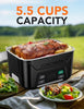 EAST OAK Cordless Electric Lunch Box for Adults, Heated Lunch Box Battery Powered with Automatic Heating, 5.5 Cups Portable Food Warmer with Removable Tray Divider
