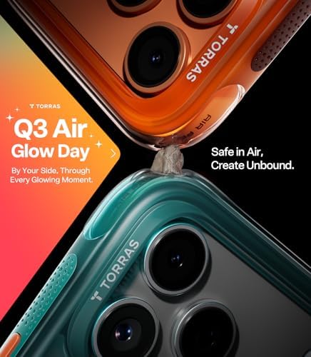 TORRAS Ostand Q3 Air for iPhone 17 Pro Max Case with 360 Magnetic Stand, Fit for MagSafe, Mil-Grade Drop Tested, Camera Control Button, Shockproof Phone Case for iPhone 17 Pro Max 6.9", Horizon Orange