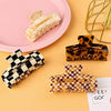 Magicsky 4PCS Hair Claw Clips, Acrylic Banana Barrettes Butterfly French Jaw Clip, Big Hair Clip Hairclips for Thick Thin Hair- Styling Accessories for Women Girls, Large Checkerboard, Leopard, White