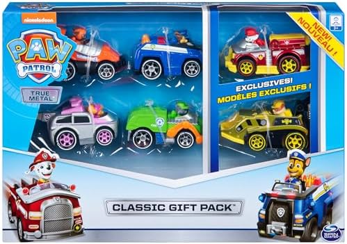 Paw Patrol, True Metal Classic Gift Pack of 6 Collectible Die-Cast Vehicles, 1:55 Scale