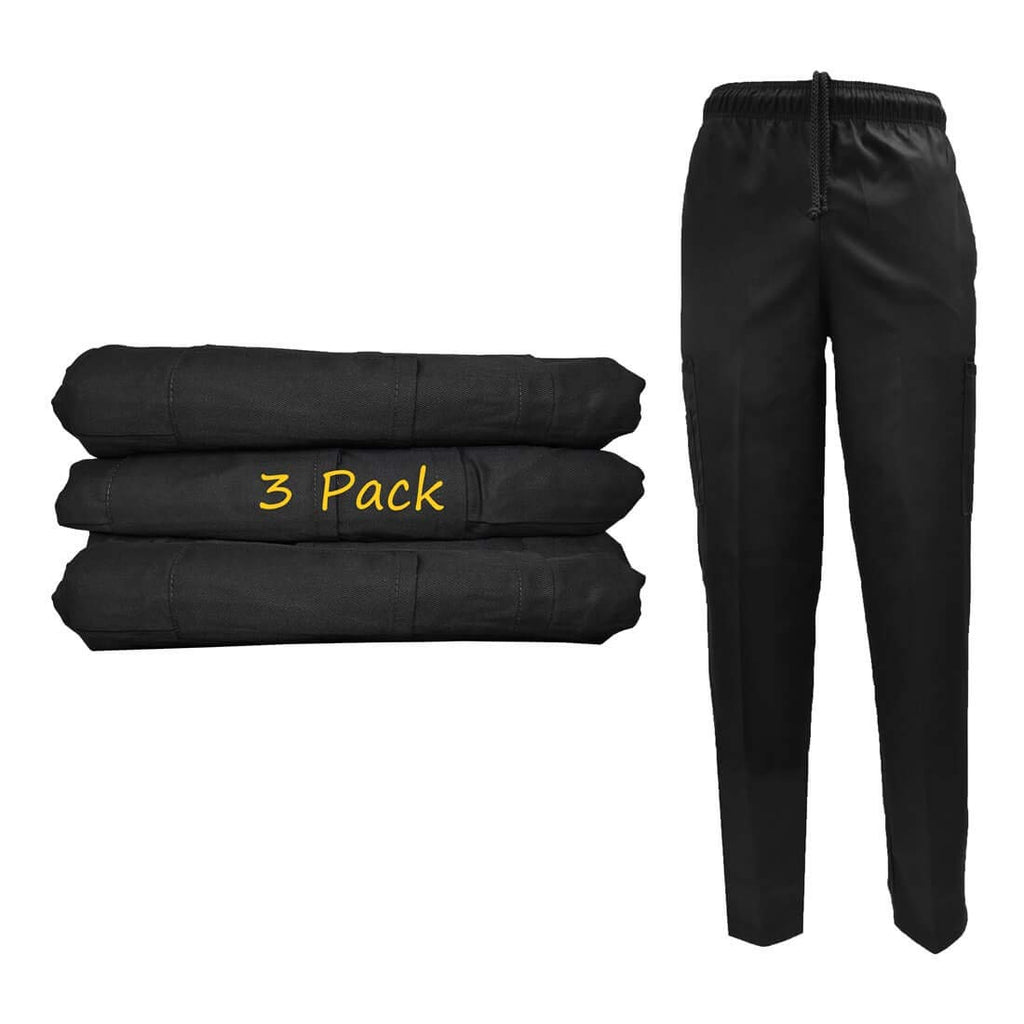 Natural Uniforms Classic Chef Cargo Pants (Black 3-Pack, 3X-Large)