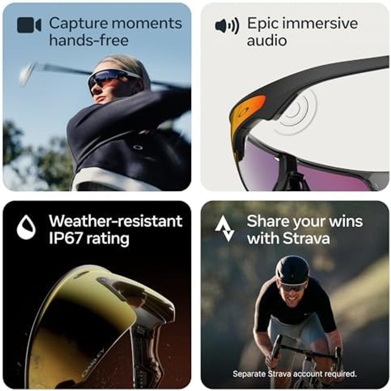 Amazon Oakley | Meta Vanguard with Meta AI, Audio, Photo, Video Compatibility - White, Prizm™ Sapphire