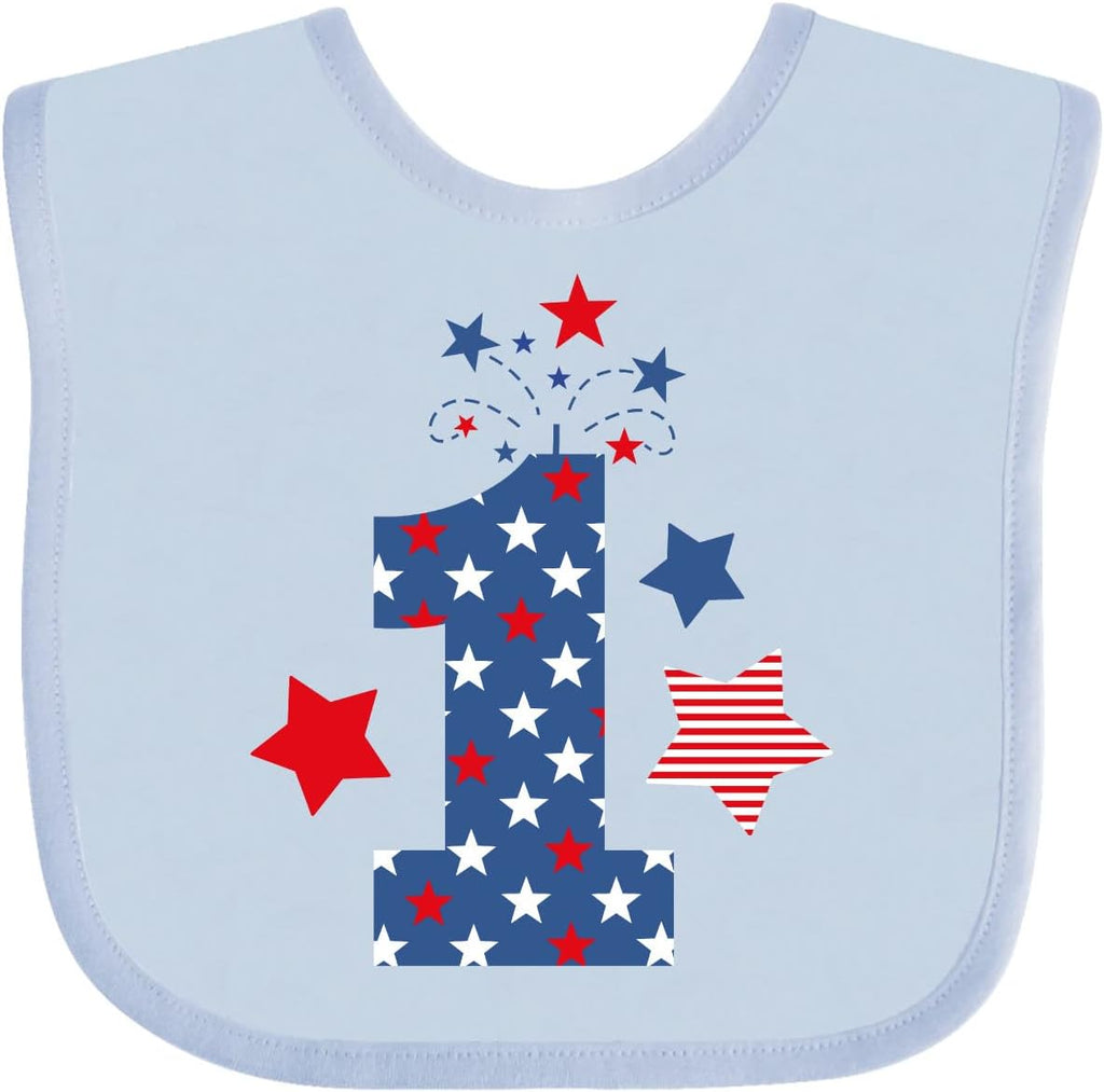 inktastic Firecracker 1st Birthday Baby Bib Pink and White 35b42