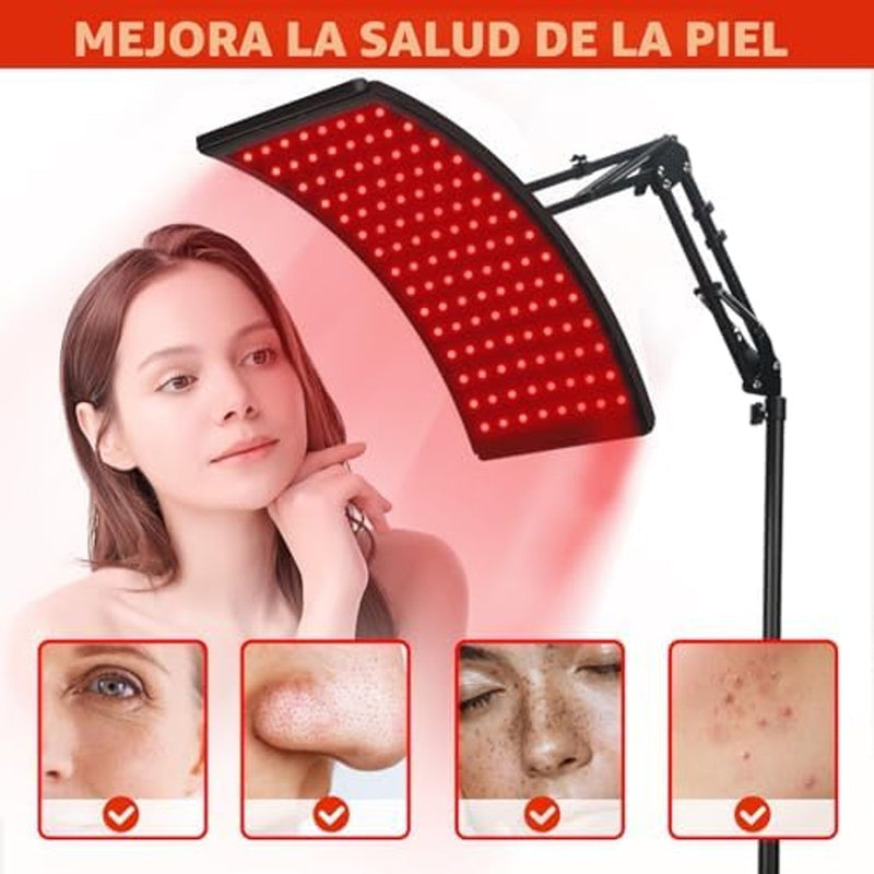 Terapia de luz roja para cara y cuerpo, lámpara de terapia de luz roja infrarroja con soporte LED de 660 nm de luz roja terapéutica y dispositivo de luz infrarroja de 850 nm para el cuerpo