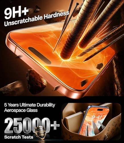 TORRAS for iPhone 17 Pro Max Screen Protector [12Ft Military-Grade Shatterproof] [9H+ Aerospace Tempered Glass] Anti-Scratch Full Coverage Fit Screen Protector 17 ProMax 6.9" 2-Pack