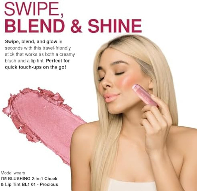 Palladio I'm Blushing - Tinte 2 en 1 para mejillas y labios, rubor crema ligero construible, fórmula hidratante multibarra transparente, uso durante todo el día, fácil aplicación, brillante, se mezcla perfectamente con la piel, delicado