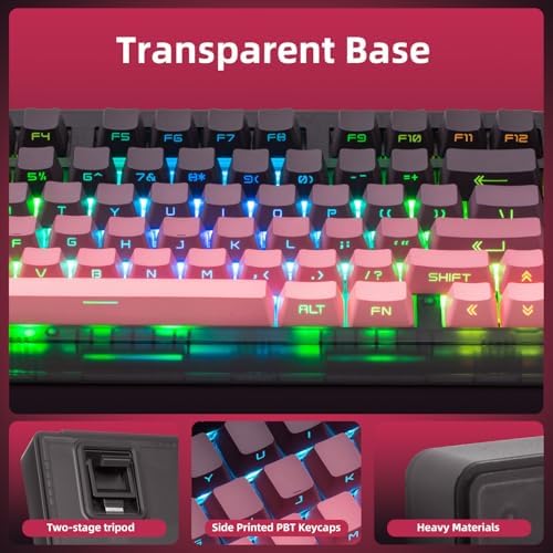 ZORNHER ZH980 Mechanical Keyboard Wireless,95% Pink Creamy Keyboard with Number Pad,Gaming Keyboard with Number Pad,Lighted Up PBT Keycaps,Creamy Sounding Linear Switches,Full Size