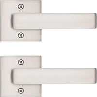 Tinewa 2 Pack Dummy Door Handles Brushed Nickel for Left Hand and Right Hand, Mordern Square Closet Hallway Door Knobs,