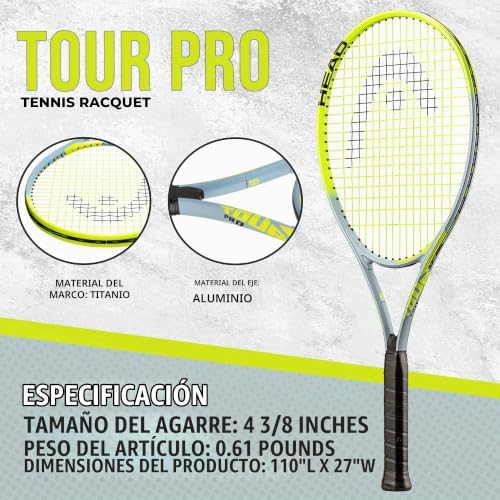 HEAD Tour Pro - Raqueta de tenis, agarre de 4 3/8"