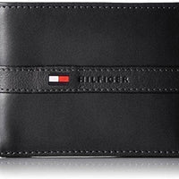 Tommy Hilfiger Men's Leather Wallet – Slim Bifold with 6 Credit Card Pockets and Removable ID Window, Casual Black Ranger, One Size