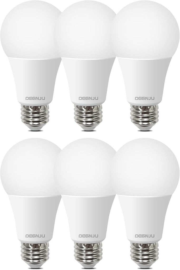 DEGNJU A19 LED Light Bulbs, 100 Watt 5000K Daylight Light Bulbs, 1500 Lumens, E26 Standard Base, Non-Dimmable, 13W Brigh