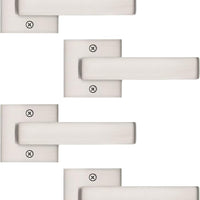 Tinewa 4 Pack Dummy Door Handles Brushed Nickel for Left Hand and Right Hand, Mordern Square Closet Hallway Door Knobs,