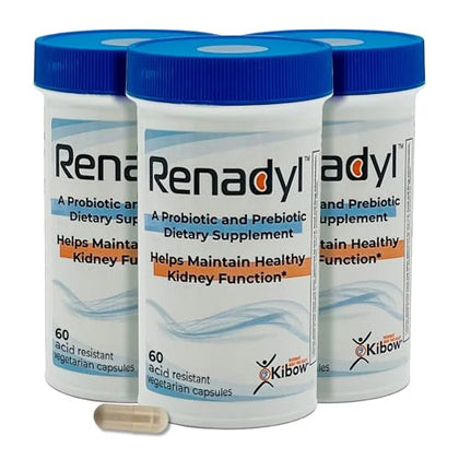 Renadyl Kidney Probiotic Supplement | Urea, Creatinine, & Uric Acid Support | 45 Billion CFUs | Clinically Tested, Non-GMO, & Made in USA, 180 Capsules (3 Bottles, 3 Month Supply)