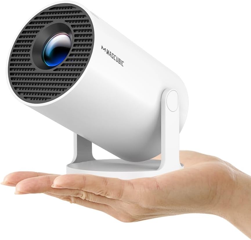 Magcubic 2026 Upgraded HY300PRO Mini Projector with WiFi and Bluetooth, Portable Projector 4K Support, Auto Keystone, 180 Degree Rotation, Smart Proyector for Home Outdoor - white