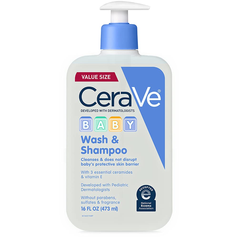 CeraVe Baby 2-in-1 Wash & Shampoo with Vitamin E for Hair & Skin, 16oz