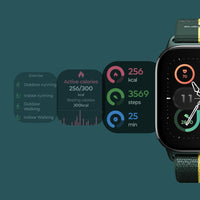 Motorola Moto Watch Fit, Fitness Tracker, GPS, Sleep Monitor, Black Dial & Green Band