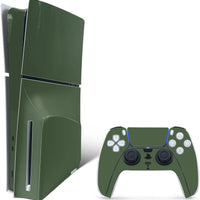 MightySkins Skin Compatible with PlayStation 5 Slim Disk Edition Bundle - Solid Olive | Protective, Durable, and Unique