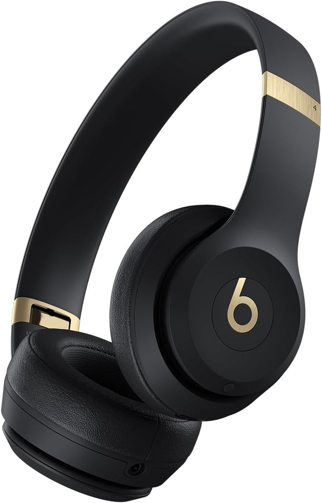 Beats Solo 4 - Negro y dorado — Audífonos inalámbricos Bluetooth on-ear, hasta 50h