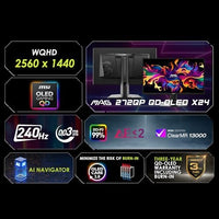 msi MAG 272QP QD-OLED X24 27-Inch WQHD Gaming Monitor, 2560 x 1440 Quantum Dot OLED Panel, 240Hz, 0.03ms, Adaptive-Sync, HDMI2.1, DP 1.4a, Tilt/Height Adjustable, Black