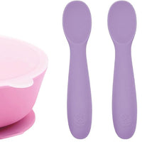 WeeSprout First Feeding Set - Silicone Baby Training Cup 2 Oz, Suction Bowl 10 Oz with Lid & 2 Baby Led Weaning Spoons -