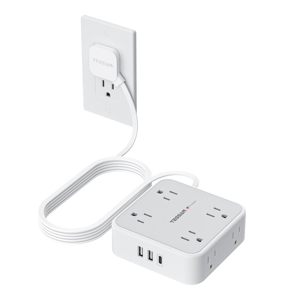 TESSAN Surge Protector Power Strip with 900J Surge Protection, 10 Ft, Grey