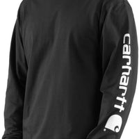 Carhartt Men's Dearborn Loose LS Logo T-Shirt, Black, Medium - X-Large Tall / Summer Blue Heather