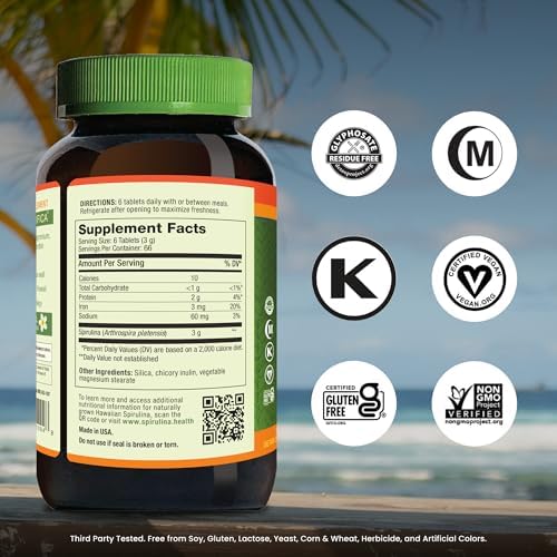 Nutrex Hawaii Pure Hawaiian Spirulina Tablets, Vegan, 500 mg, 400 Count