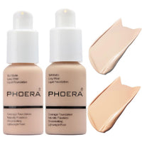 2 Pack Meifen Foundation 101- Porcelain and102- Nude, Full Coverage Flawless Soft Matte 24 HR Oil Control Waterproof Con