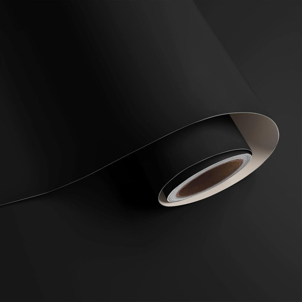 VaryPaper 32''x118'' Large Size Thick Black Contact Paper Black Peel and Stick Wallpaper Removable Self Adhesive Waterpr