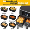2Pcs Air Fryer Silicone Liners Rectangular for Ninja Foodi Dual DZ201 8QT/DZ090 6QT, MMH Reusable Non Stick Airfryer Dual Basket Accessories for Chefman 6QT/Instant Vortex Plus XL 8QT, Black