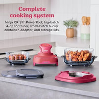 Ninja Crispi 4-in-1 Glass Air Fryer | 450°F | Non-Toxic | 4QT & 6-Cup Glass Containers w/Lids | Microwave, Freezer, Dishwasher Safe | Max Crisp, Air Fry, Bake, Recrisp | Cherry Crush | FN101DR