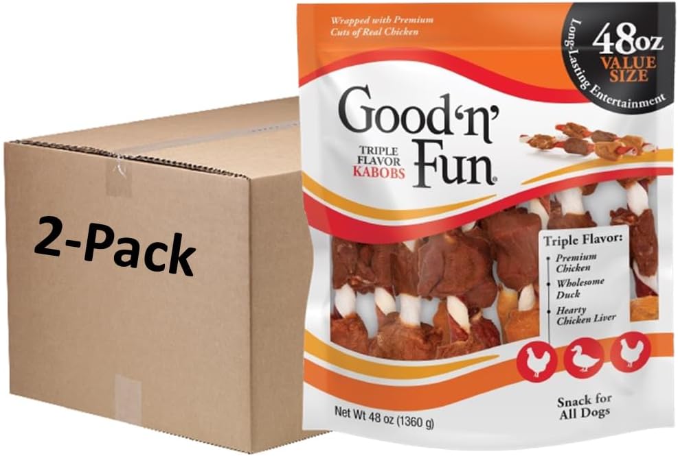 Good N Fun Kabobs Long-Lasting Dog Treat with Protein, 48 oz (2 Pack)