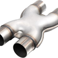 A-KARCK Exhaust X Pipe Dual 2.25" Inlet, 12" Long Dual 2.25" Outlet Stainless Steel X Pipe for Smoother Exhaust (Wide-ed