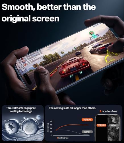 TORRAS for iPhone 17 Pro Max Screen Protector [12Ft Military-Grade Shatterproof] [9H+ Aerospace Tempered Glass] Anti-Scratch Full Coverage Fit Screen Protector 17 ProMax 6.9" 2-Pack