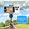 Wireless Vlog Selfie Monitor Screen for iPhone & Android, Bluetooth Remote, 180° Flip, Magnetic Stand, Wide Screen Mode, 1800mAh Battery, Rear Camera Live View for TikTok & YouTube (White)