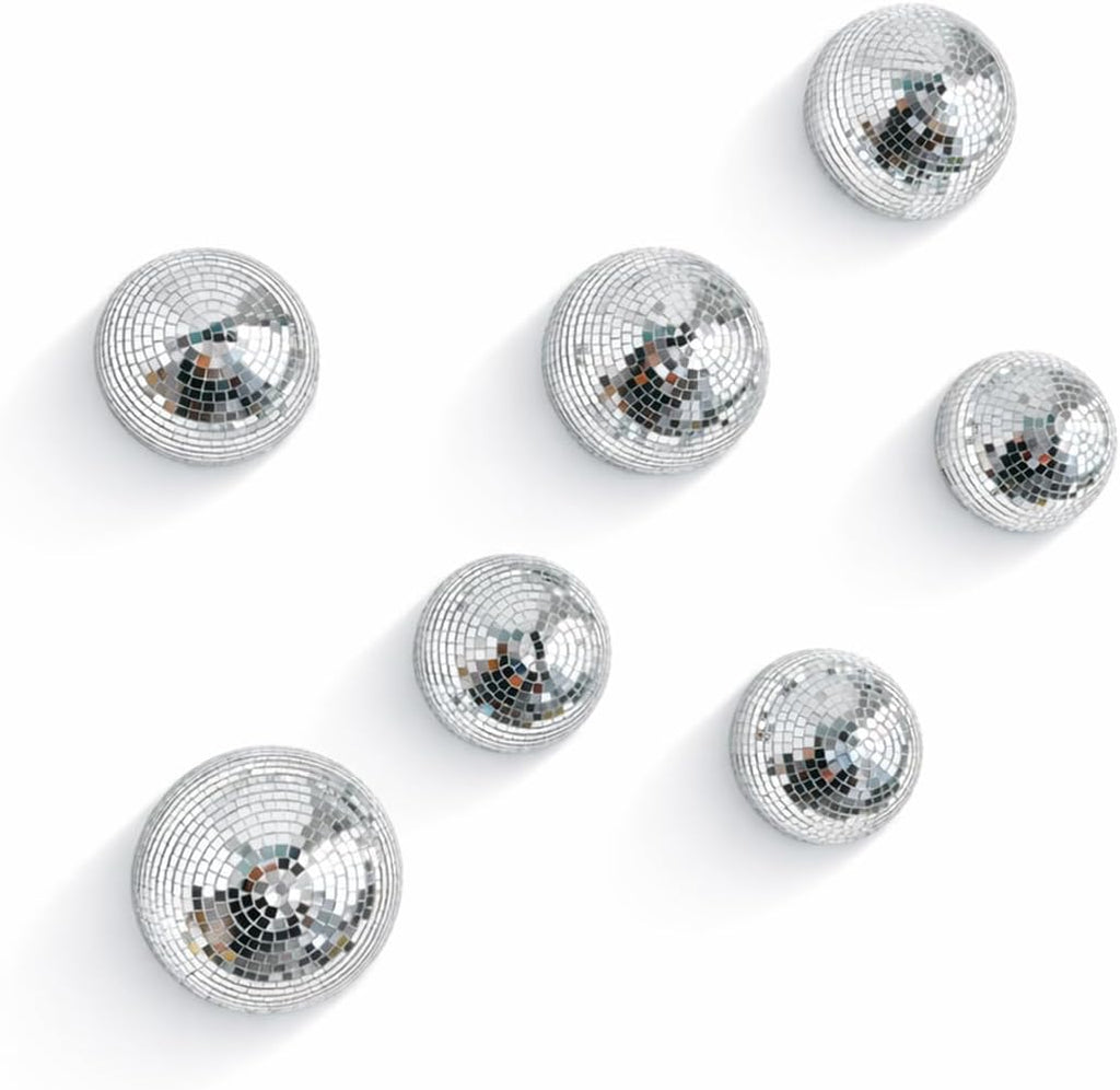 7Pcs Half Disco Ball Wall Decor Set 4/5in Disco Mirror Decor for Home Party