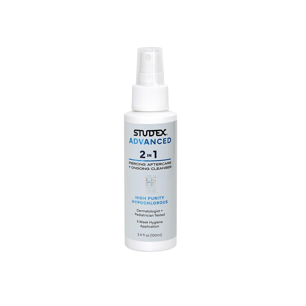 Studex Advanced 2-in-1 Piercing Aftercare & Cleanser – Hypochlorous Spray for Body and Ear Piercing, Hypoallergenic Form